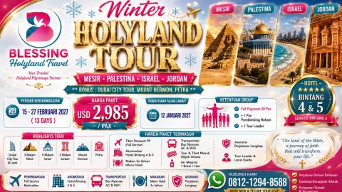 TOUR WINTER IN HOLYLAND 15 FEBRUARY 2027